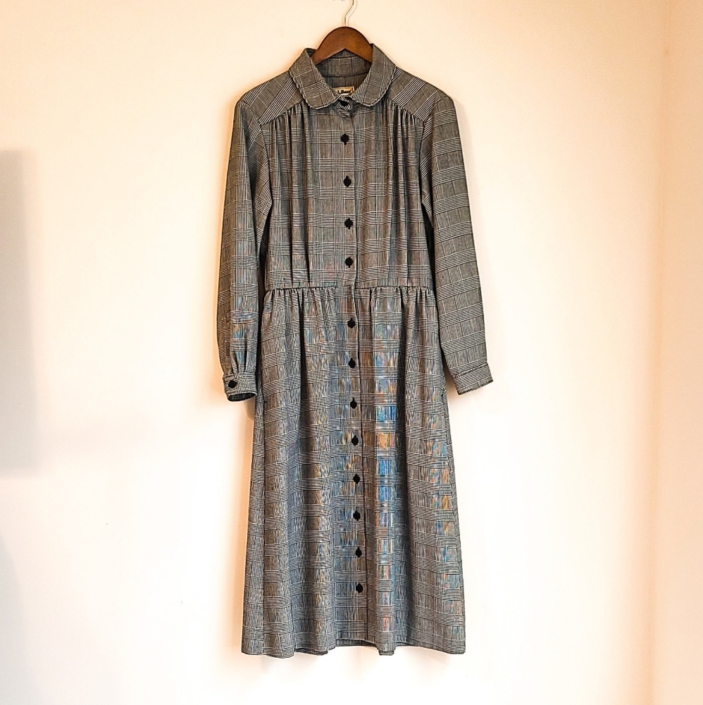 Vintage L.L. Bean GLEN Check PLAID Librarian Dress